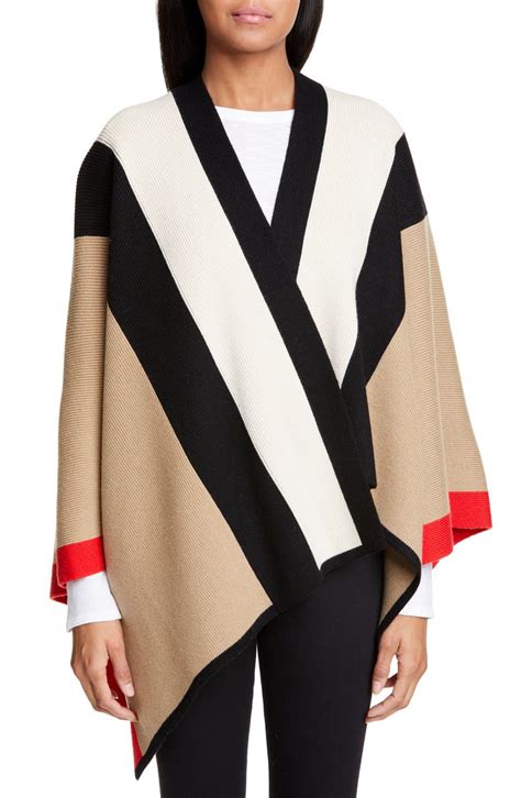 burberry shawl wrap replica|burberry striped wool cashmere cape.